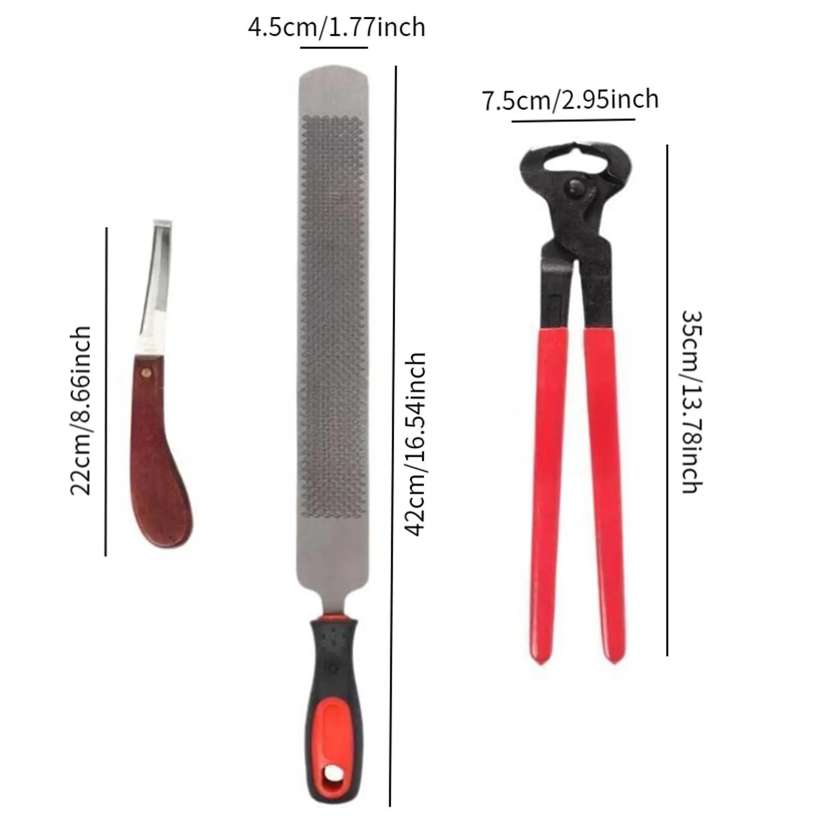 3 Pieces Horse Hoof Trimming Horseshoe Pliers Nipper Farrier Tools for Horses, Cows, Sheep, Equestrian Supplies Horse Hoof File 6