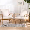 Mid-Century Modern Accent Chair with Cushion, 28.3'' Long Armrest Chairs Upholstered Premium Linen Fabric Wood Frame Armchair 1