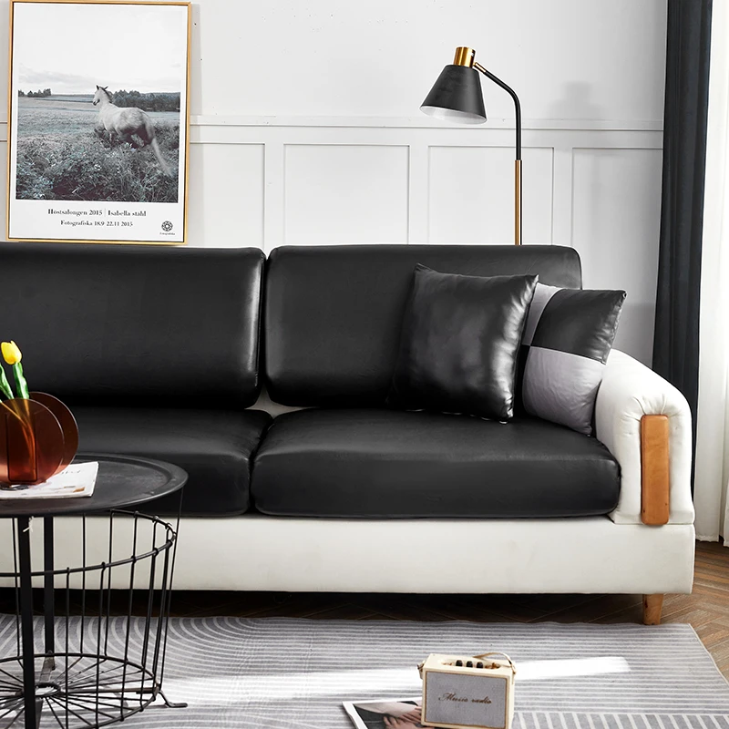 Stretch PU leather waterproof sofa cushion cover sofa seat slipcover backrest cover easy clean sofa protector for pets kids 6