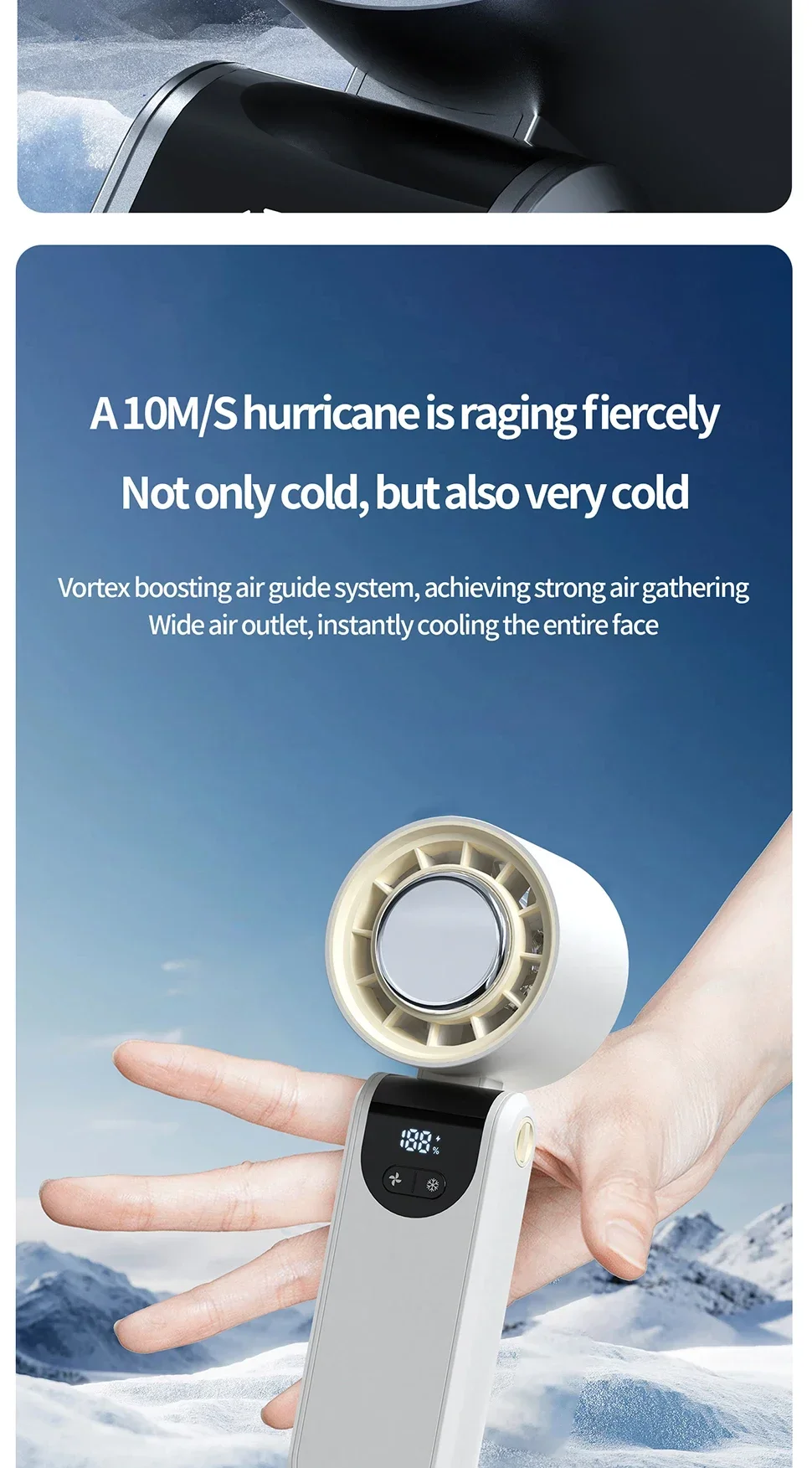 Description Picture 5 of itemTINSOL 4000mAh 100 speed compress handheld fan Mini Fan Portable USB Rechargeable Fan Mini Air Conditioner Small Fan Air Cooler
