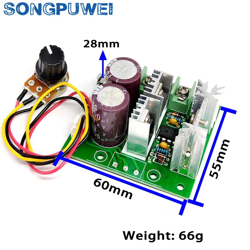 조정 가능한 DC 모터 속도 컨트롤러 모듈, 전위차계 PWM 모터 컨트롤러, CCMHCW, DC 12V-40V, 400W, 10A, 13kHz, 24V, 36V