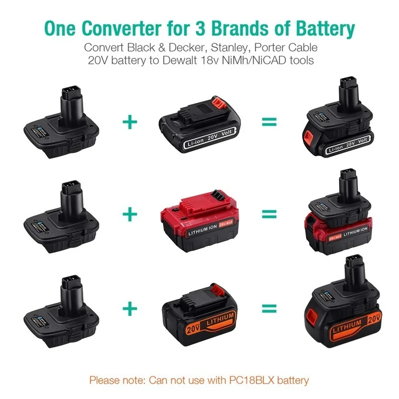 Battery Adapter for Dewalt 18V/20V Lithium Battery Converted to Black&Decker  Porter Cable Stanley 18V 20V Battery Tool Converter - AliExpress