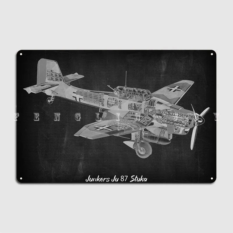 Junkers Ju 87 Stuka Metal Sign Wall Cave Mural Design Poster Targa In Metallo Poster