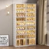 Collapsible Shoe Rack Storage Box Easy To Assemble Collapsible Shoe Box for Closet Hallway Portable White Plastic Shoe Cabinet 2