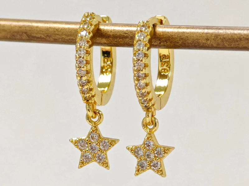 Creolen aus 925er-Sterlingsilber mit Nadel, kleine Huggies-Creolen für Damen, winziger Kristall-Zirko-Anhänger, Knorpel-Ohrringe, Piercing-Schmuck – Detail 5