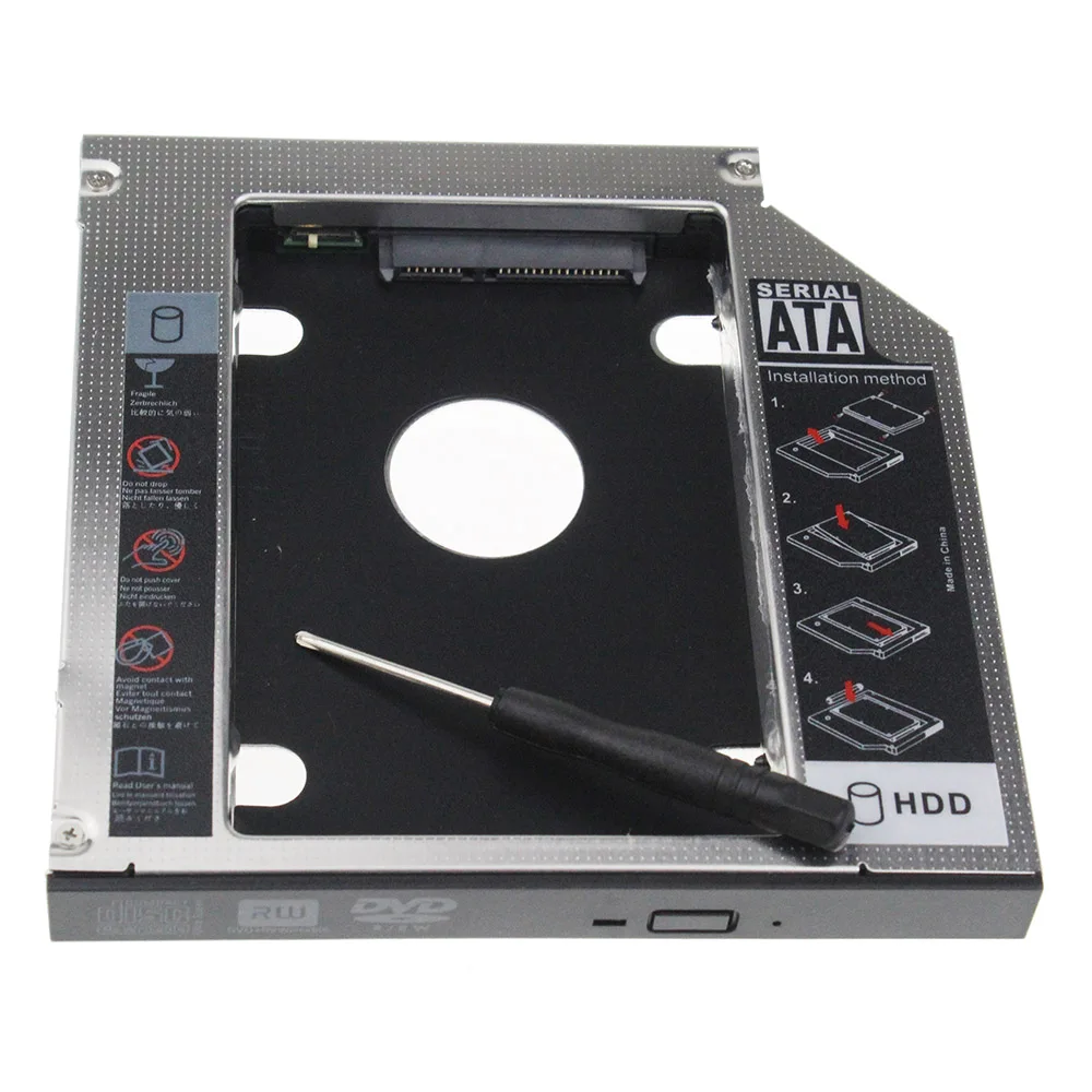 12.7mm Aluminum Metal Material 2nd HDD Caddy SATA To SATA 2.5" SSD HDD Case For Laptop ODD DVD/CD-ROM Optibay