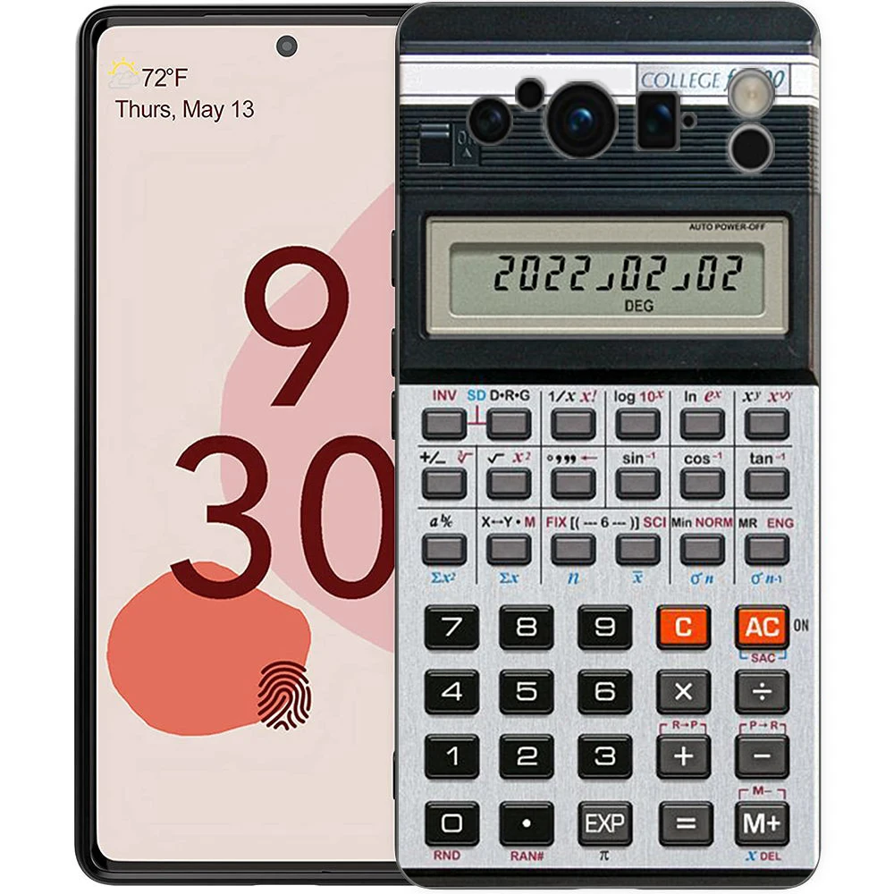 Vintage Calculator Design Shockproof TPU Phone Case - Soft Black Cover