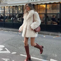 Lapels Faux Fur Coat Women 2024 Winter Brand Designer Fluffy Fox Fur Jacket Luxury Furry Overcoats Girl Stylish Long Outerwear 2