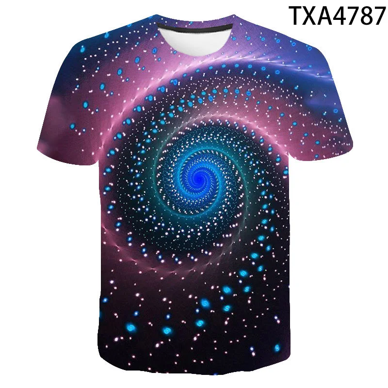 

New Three Dimensional Vortex 3D T Shirt Men Women Children Summer Casual Short Sleeve Universe Space Printed Tees Boy Girl Tops