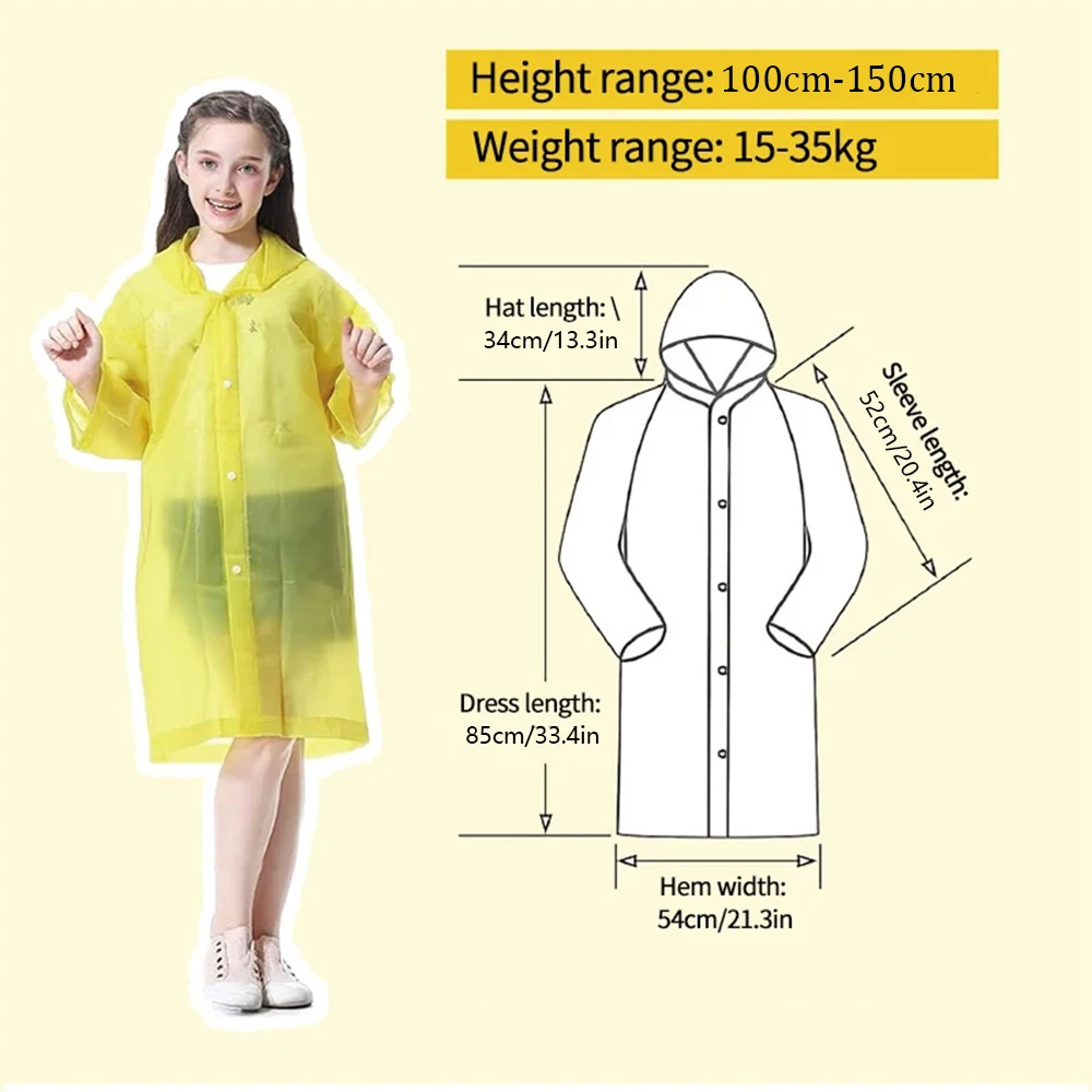 Eva Children Raincoat Waterproof Transparent Thickened Camping Hiking Boys and Girls Non-disposable Raincoat Set-ll raincoat poncho