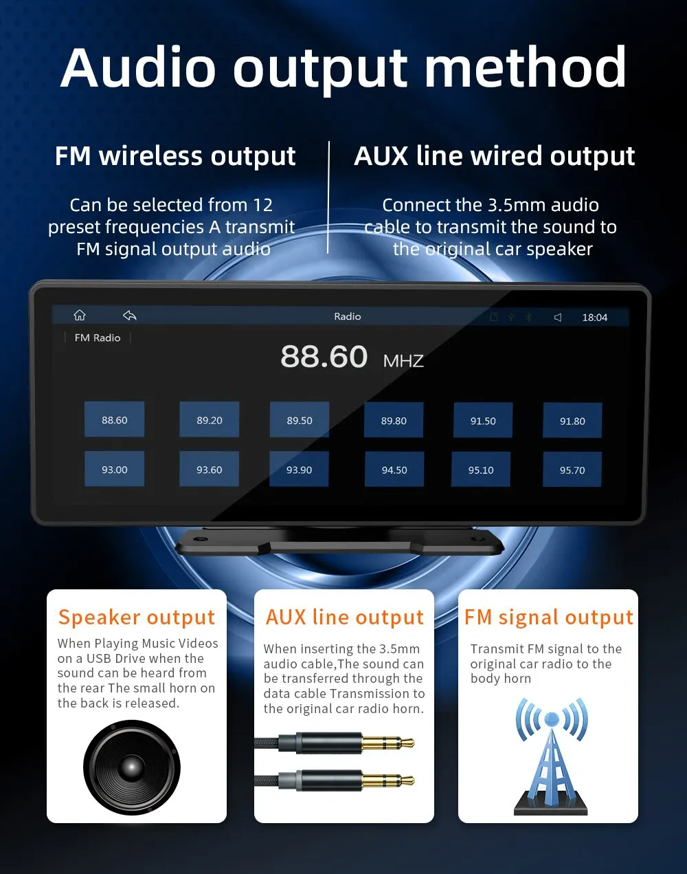 Универсальные мультимедийные плееры для автомобильных магнитол: совместимы с Apple и Android, беспроводная связь Carplay и Android Auto, 10,26-дюймовый дисплей и возможность подключения по Wi-Fi.