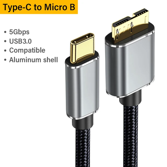 Mobile Hard Drive Cable USB C to Micro USB 3.0 HDD Cable Type C to