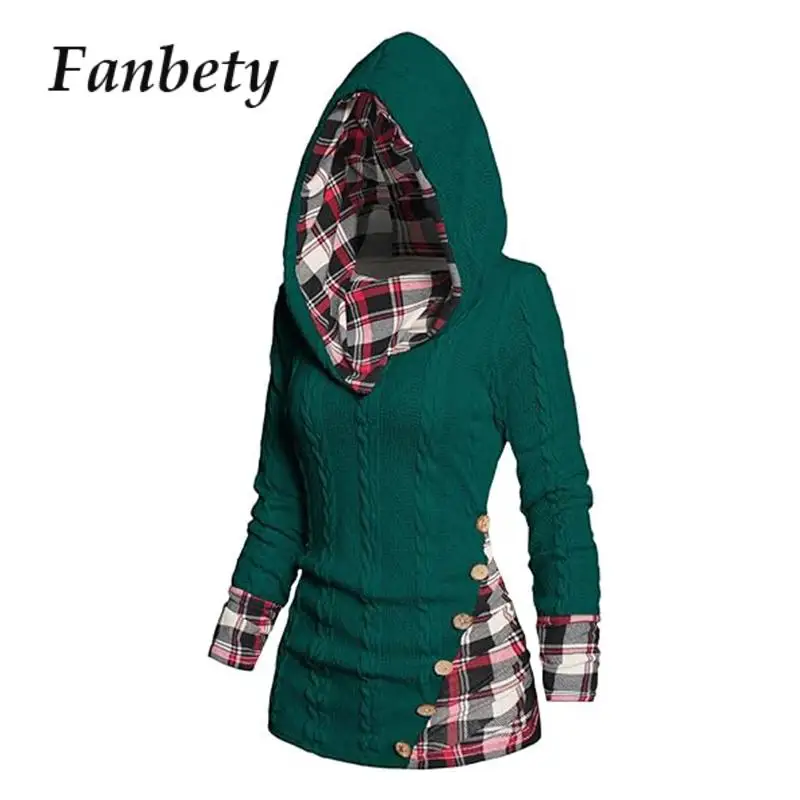 

Vintage Plaid Patchwork Women Sweatshirts All Match Jacquard Long Sleeve Hoodies Pullover Stylish Winter Loose Hooded Shirts