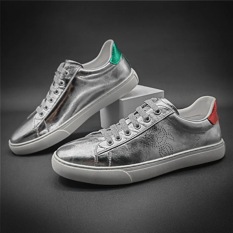 

Skates men's 2022 spring new men's fashion casual shoes a first layer of cowhide small white shoes thin men's shoes