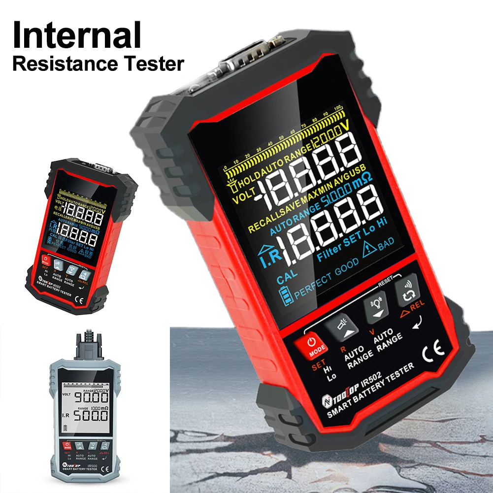 IR500/IR502 배터리 내부 저항 테스터 120V 0.000mω-500ω 납산 니켈-카드뮴 배터리용 배터리 저항계