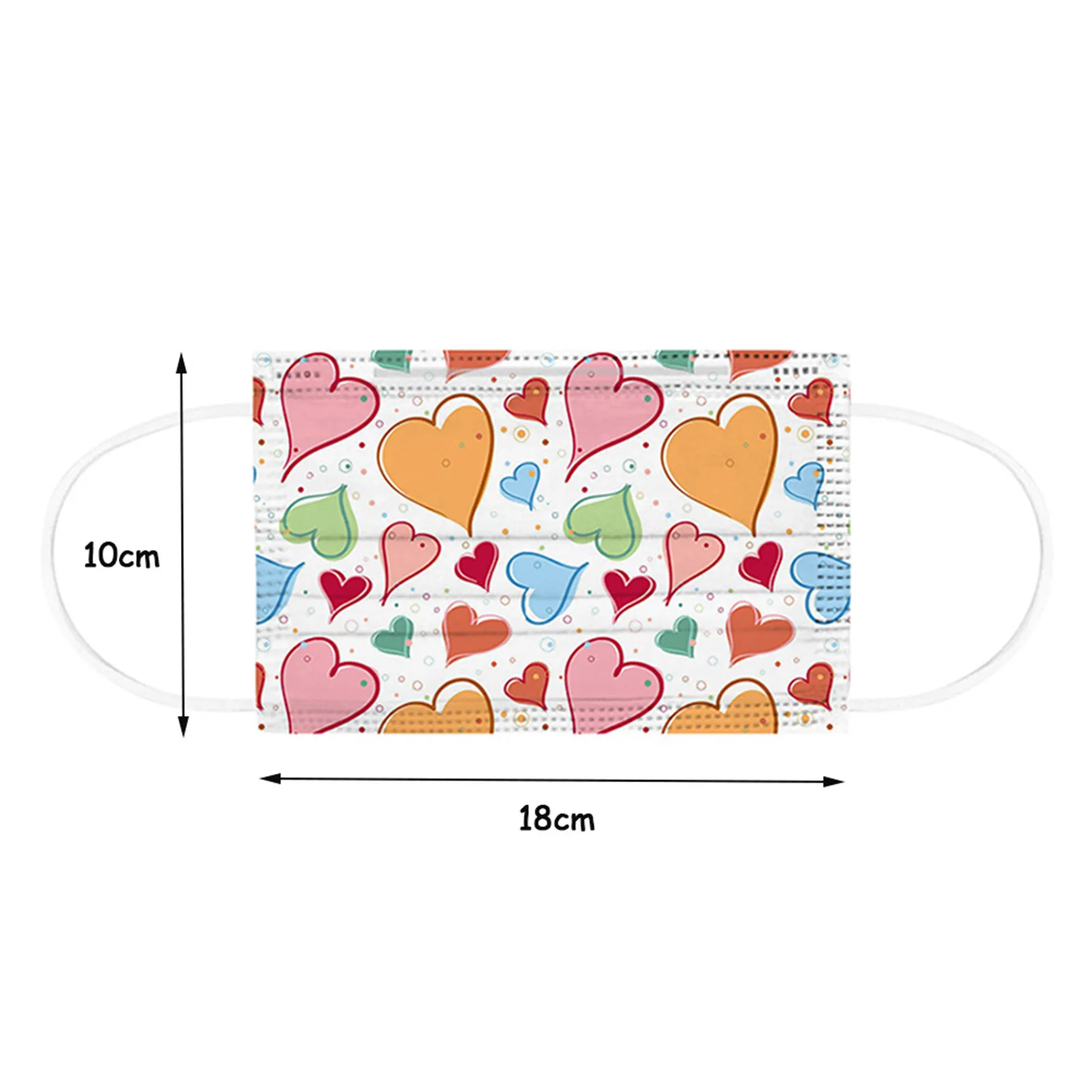 Adult Disposable Valentine's Day Hearts 3Ply Protective Face Mask 10/50PCS
