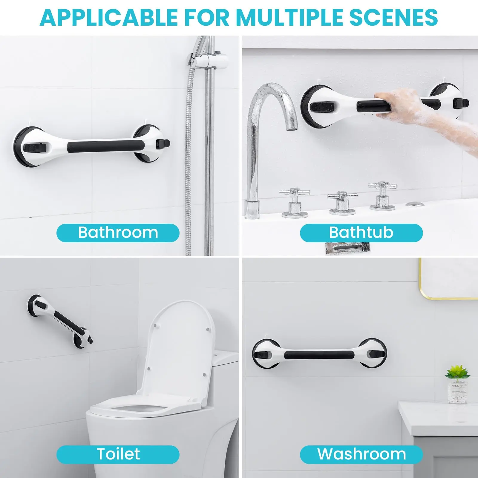 TAILI Shower Grab Bar 1/2pcs Black for Bathtubs Heavy Duty Bathroom Handle Removable Shower Handrails for Seniors and Elderly - Image 7