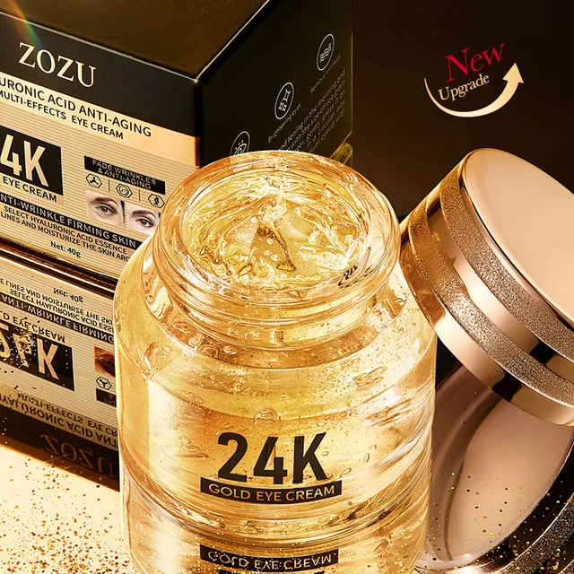 Crème pour les yeux à l'acide hyaluronique or 24 carats, Anti-cernes, sacs pour les yeux, raffermissant, hydratant, produits de soins pour la peau 1