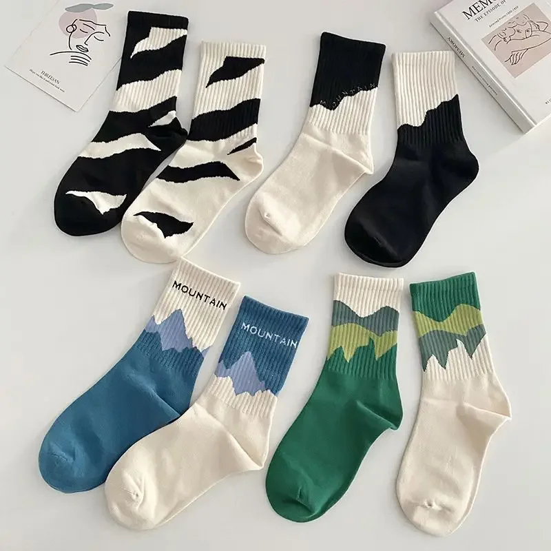 

4 Pairs AB Socks Japanese Style Streetwear Socks Women Kids Sports Socks Hip Hop Skateboard Striped Mid Tube Socks
