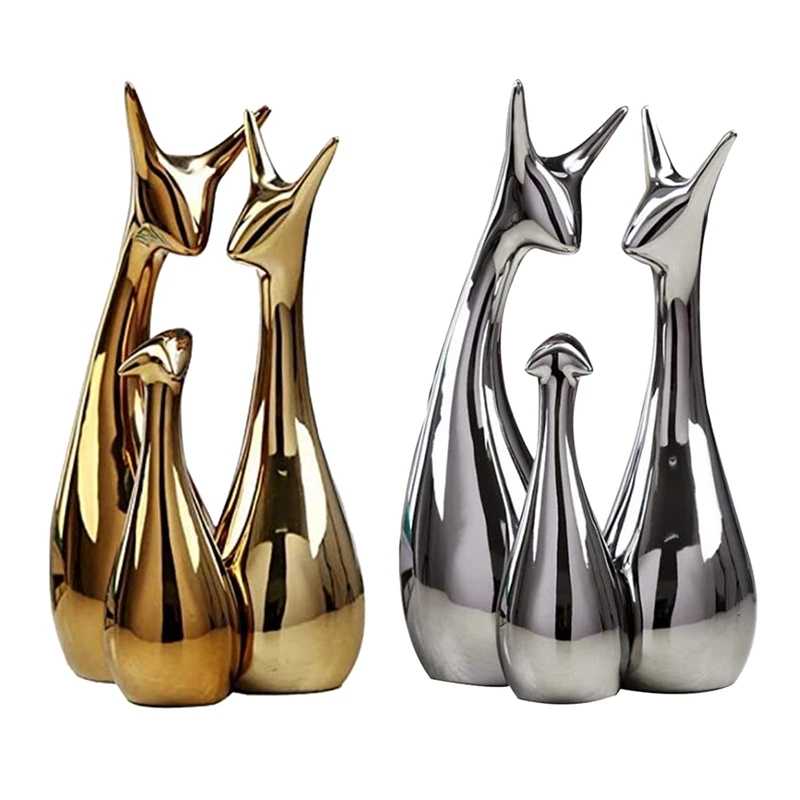 

Современная керамическая фигурка животного, 3 шт., декоративная статуя, фарфоровая фигурка оленя, настольное украшение для дома, Рождество