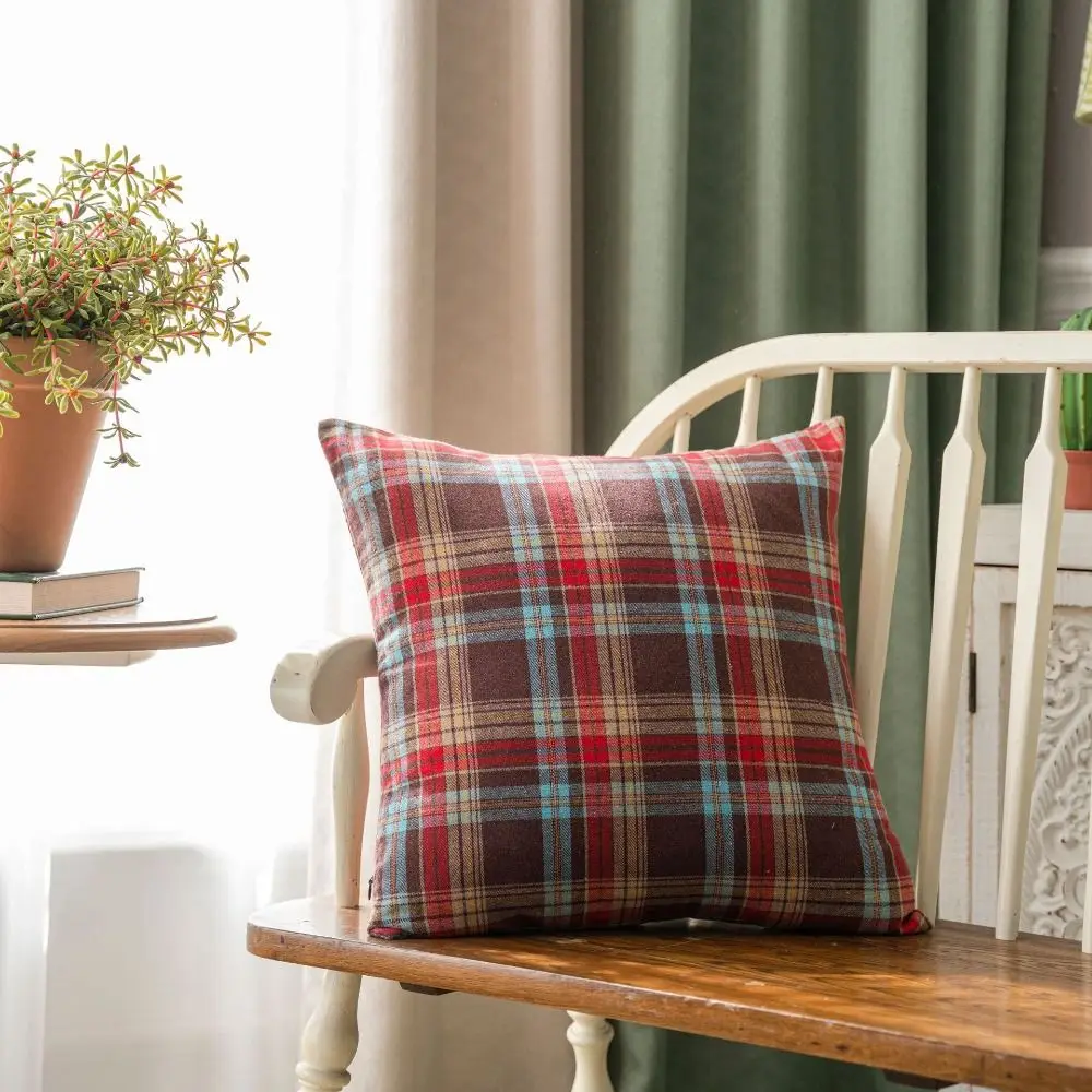 Home Decor Grid Pattern Christmas Pillowcase INS Style Christmas Tree Throw Pillowcover 45CM Cushion Cover Living Room/Office