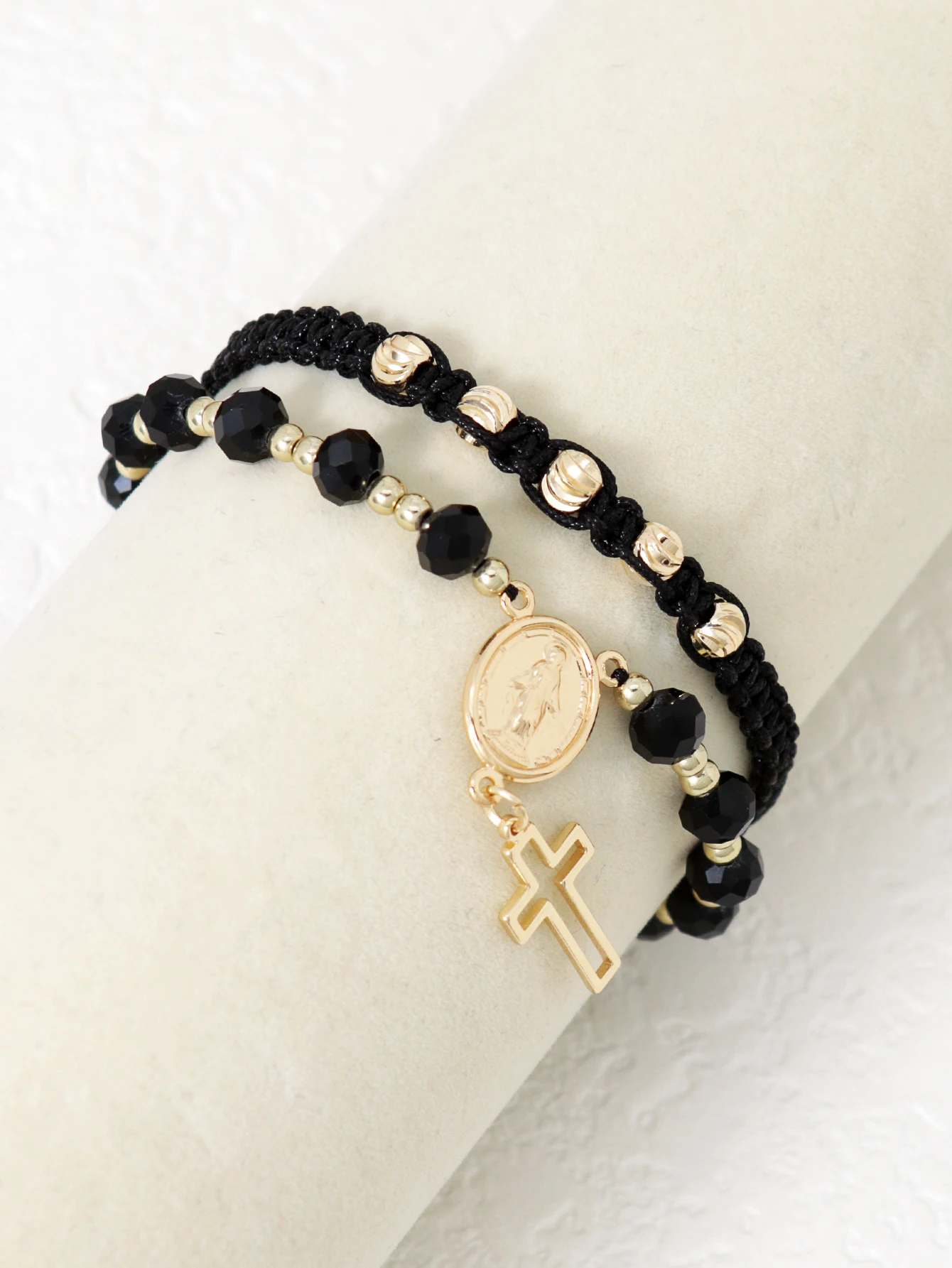 Minimalist Cross Artificial Crystal Bracelet Set for Daily Jewelry