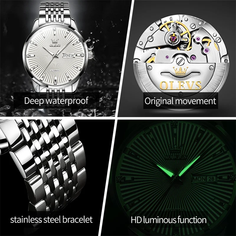 OLEVS Watches Men Luxury Top Brand New Fashion Men's Designer Automatic Mechanical Male Wristwatch Luminous Relogio Masculino