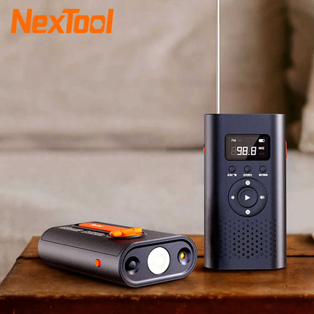 NexTool 6-in-1 AM FM Radio Flashlight 4500mAh Manual Power Generation Alarm Laser Light Outdoor Emergency Power Bank Hard Light led flashlight,camping lamp,led work light,camping lights,work light
