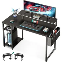 48 inch Small Computer Desk with Adjustable Monitor Stand Home Office Desk Workstation with Storage Shelves Reversible Work 1