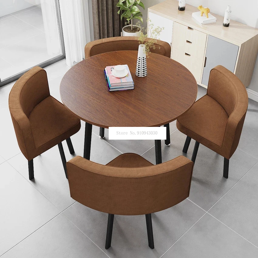 90CM 4 Person Coffee Table With chair Combination Negotiation Reception Table Set Drinking Shop Leisure Round/Square Tea