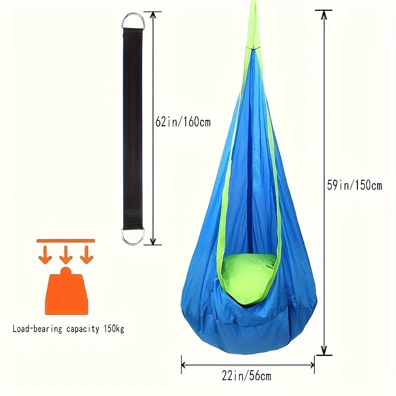 New Children's Hanging Chair Portable Parachute Cloth Swing Bed Indoor Courtyard Model with Inflatable Cushion Hanging Chair