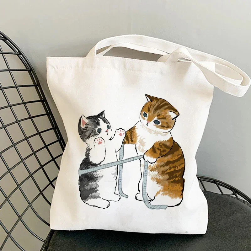 Tote Bag Shoulder Bags for Girls Fashion Canvas Bags Handbags Casual Girl Shopper Bag Kawaii Cats Cute Animal Bags Shopping Bag - 6