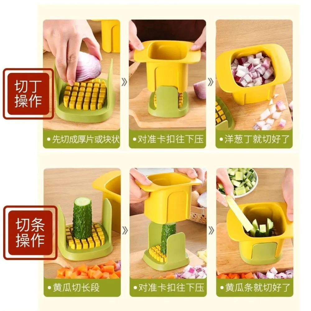 Multifunctional Hand Pressure Cutter Kitchen Potato Chip Cutting Diced  Radish Onion Cubes Artifact Kitchen Accessories Durable - AliExpress