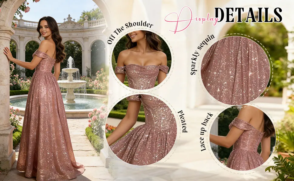 Sparkly Sequin Quinceanera Dress for Teen 2026 Off Shoulder Glitter Tulle Ball Gown Corset A Line