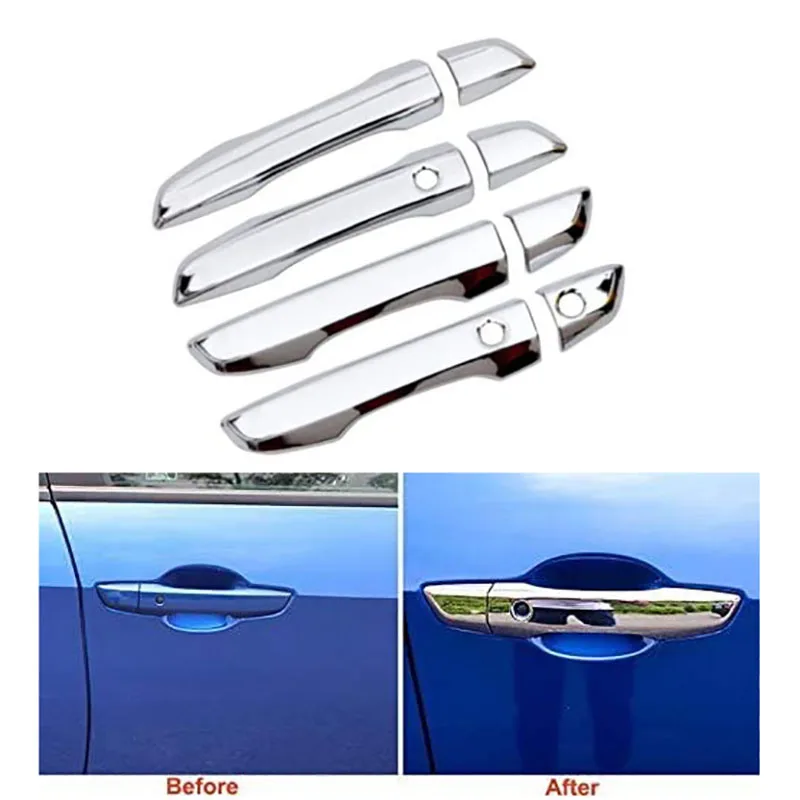 

Полированные хромированные Чехлы для ручек с 4 дверцами для Honda 10Th Civic 2016-2019 с вырезом для смарт-ключа