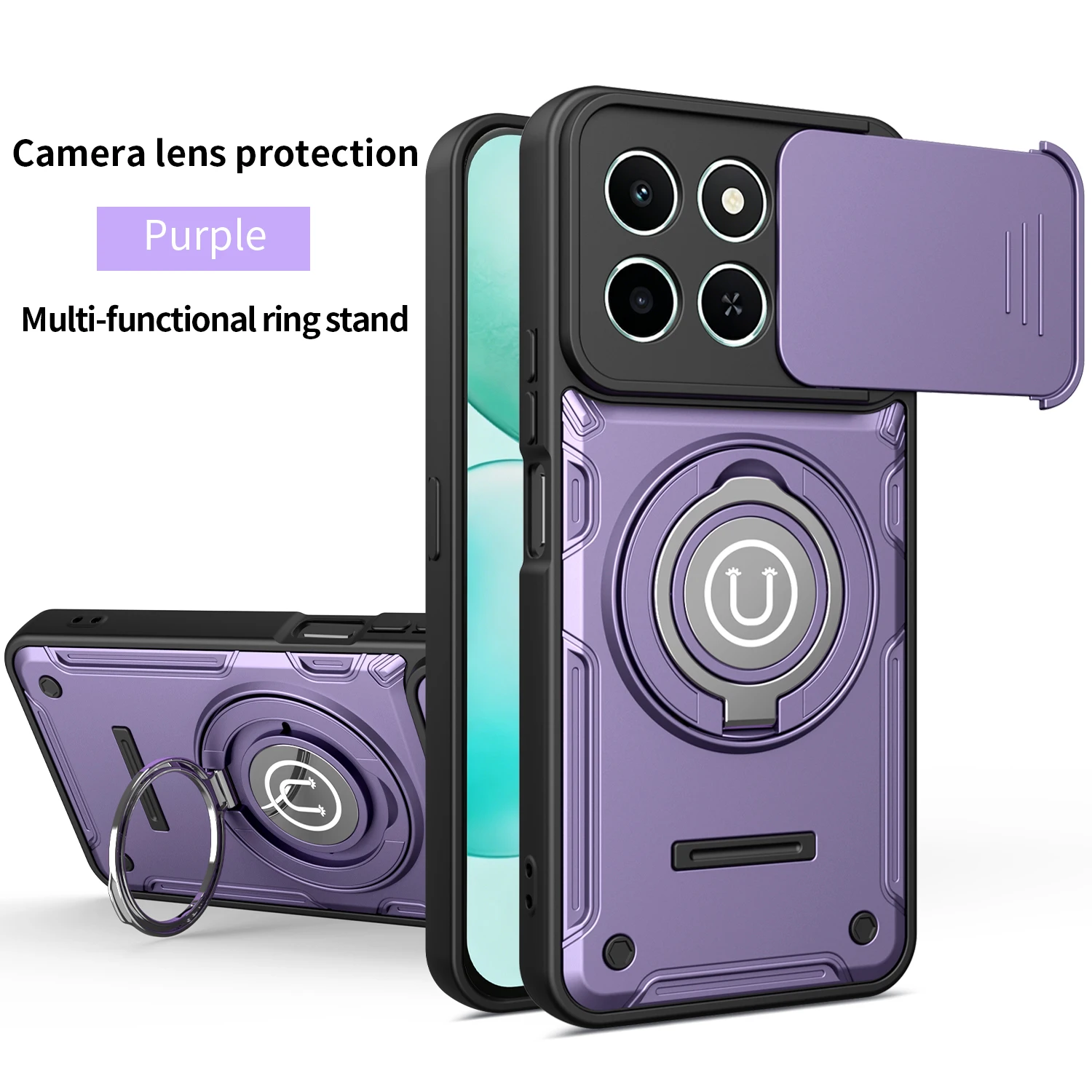 Enhanced Magnetic Armor Shockproof Phone Case with Ring Holder & Magsafe Wireless Charging Compatibility