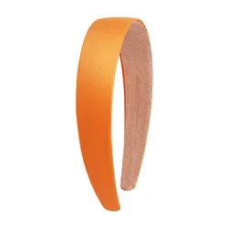 3cm Colorful Satin Wide Headband for Women - Vintage Solid Color Hair Accessory (Orange)
