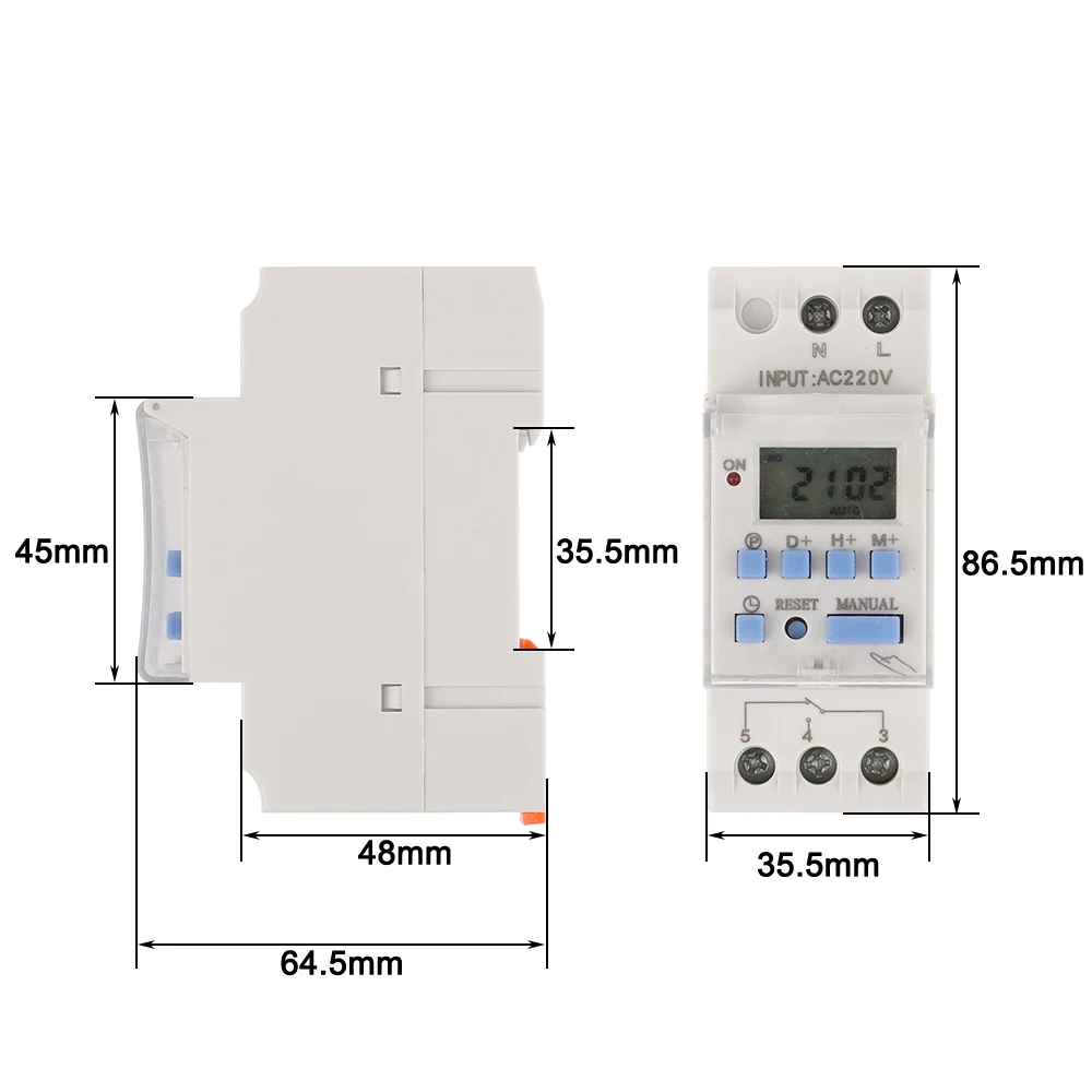 AHC30A New Type 40A Din Rail 2 wire Weekly 7 Days Programmable Digital TIME SWITCH Relay Timer Control AC 12V 24V 110V 220-240V 4