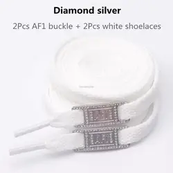 Classic White Shoelaces and Sneaker Decoration Set - Stylish Sneakers Accessories - 160cm (Diamond silver)