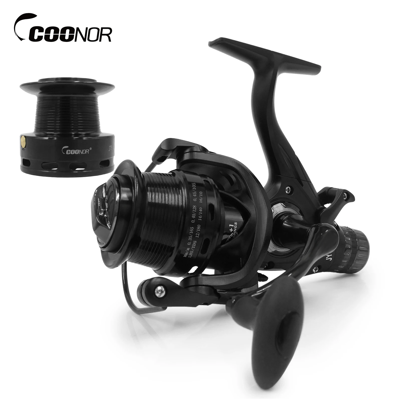 

Coonor 9+1BB Speed Ratio Fishing Reel w Dual Brake System Smooth Spinning Reel Dual Spool Interchangeable Handle Fishing Tackle