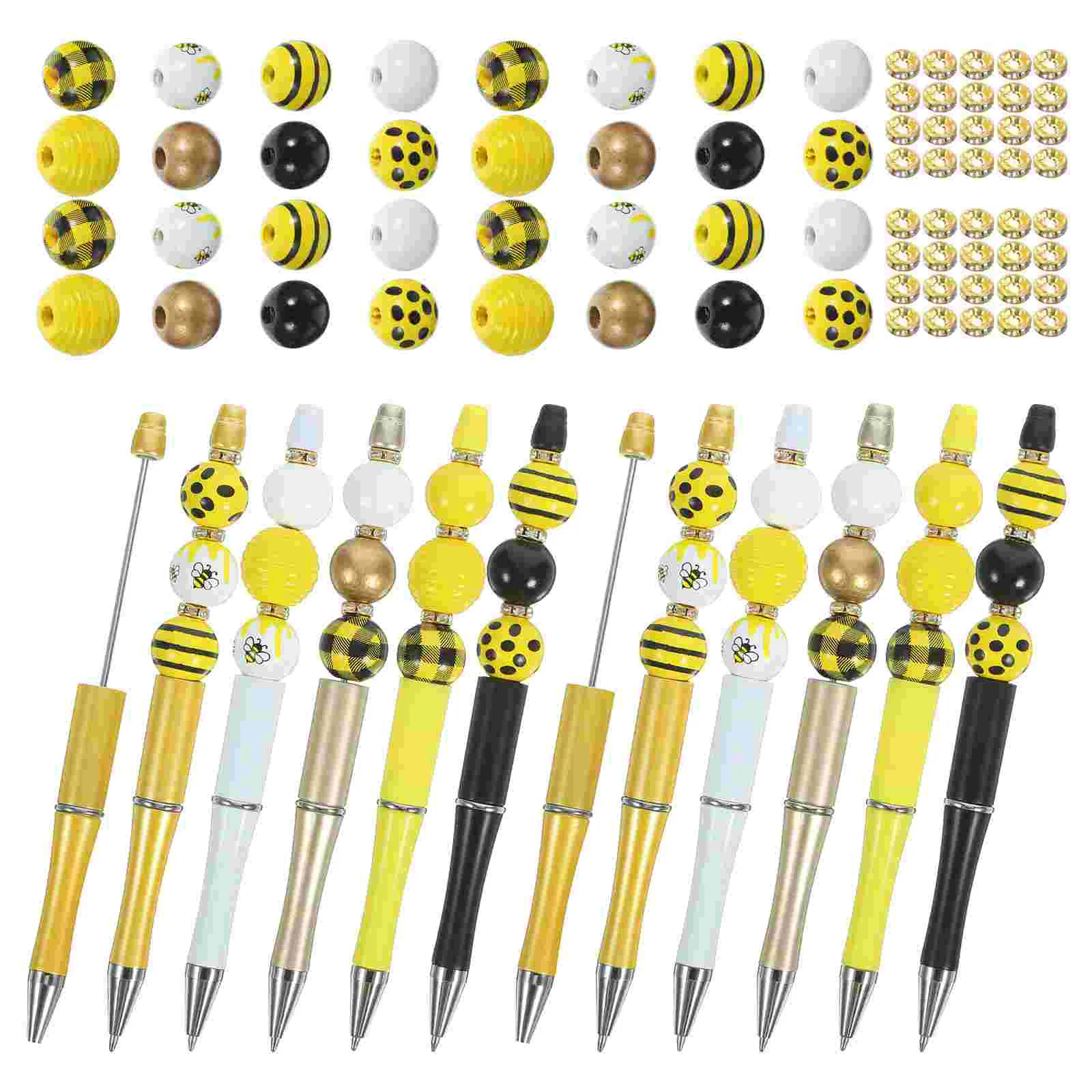 

12 Pcs Beaded Ballpoint Pen Pens Black Kit with Beads Silicone Kits Bulk Supplies Writing