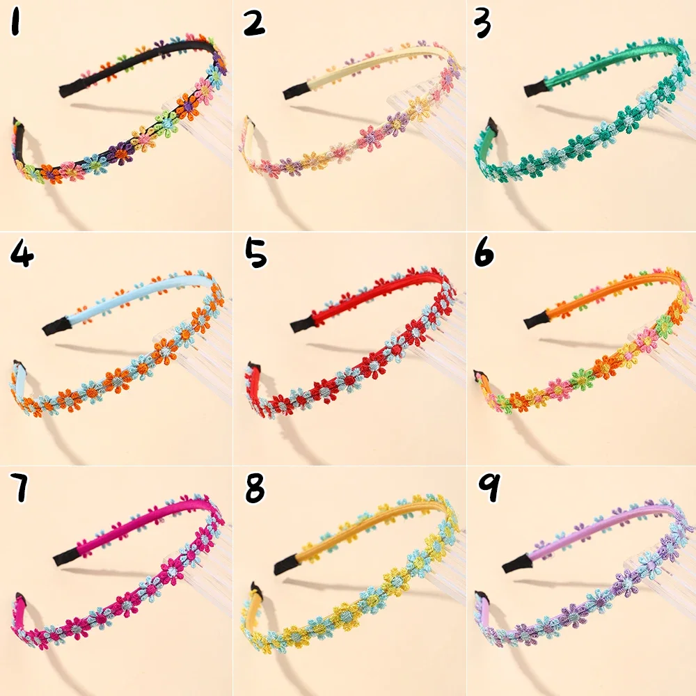 Ins Daisy Colorful Hair Hoop Girl Delicate Broken Bangs HairBand Children Daily Party Dress Up Hair Accessories Gift 6