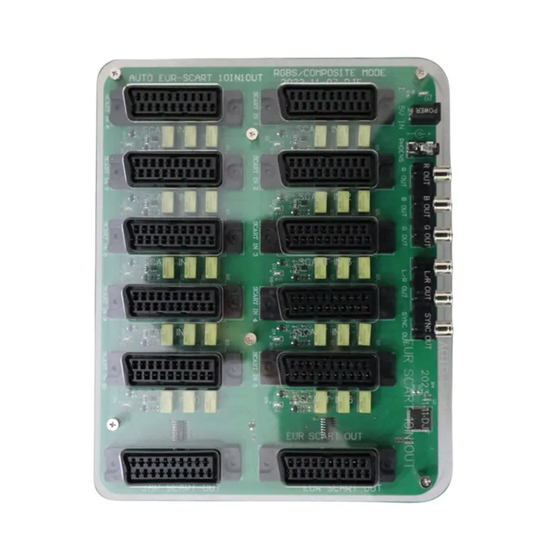 업그레이드 버전 EUR SCART 분배기, 자동 RGBS 비디오 컨버터 스위처 보드, MD, sfc, ps123, ss, dc, Wii용, 10 입력 1 출력 