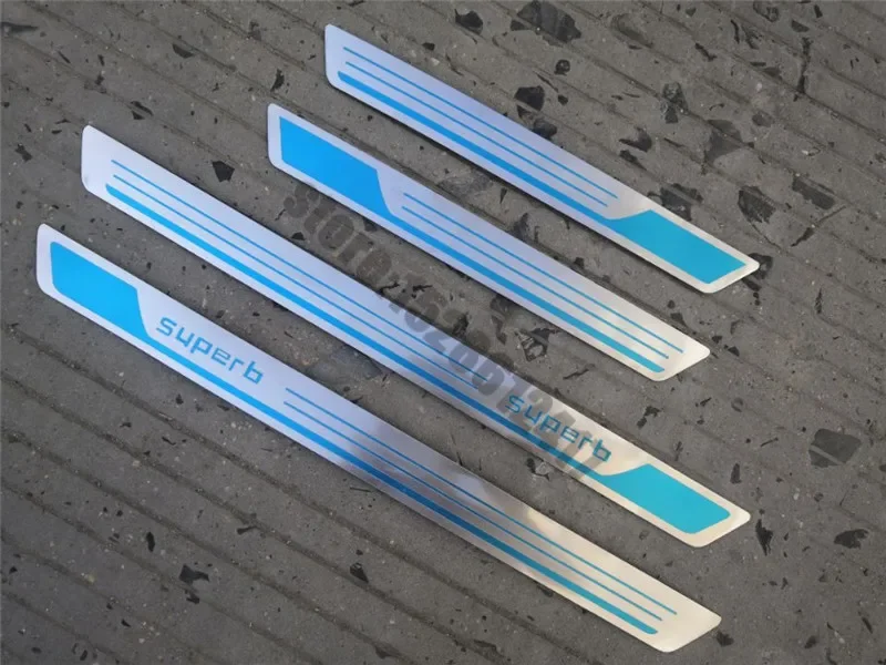 

car Accessories for Skoda Superb 2009-2024 Door Sill Strip Stainless Steel Styling Scuff Plate Peda Pedal Cover Stickers