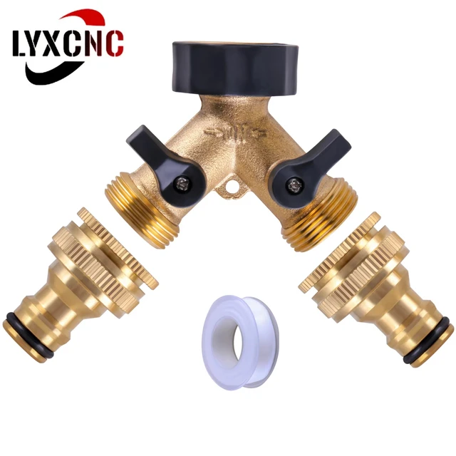 Brass Hose Pipe Valve Splitter Quick Connector Adaptor Y-Shaped Garden Tap 2 Way Shunt Irrigation Accessories