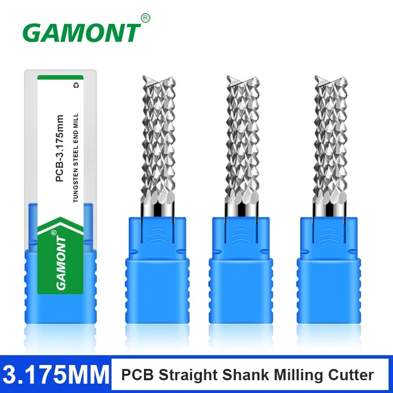 GAMONT 3.175 Shank Milling Cutter PCB End Mill New Tungsten Steel Corn Milling Cutter CNC Engraving Cutting Milling Tools