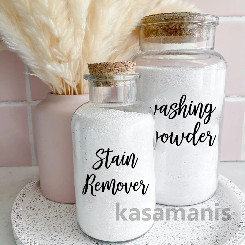 4Pcs Laundry Room Organisation Jar Bottle Label Vinyl Sticker Decals Washing  Powders Stain Remover Labels Decal