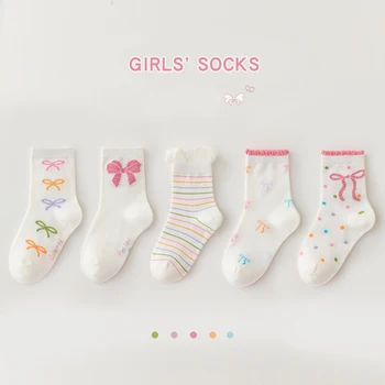 Girls Bow Mid-Calf Socks 1