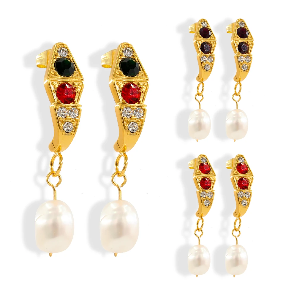 

Vintage Baroque Pearl Long Drop Earrings Women's Stainless Steel Geometric Chunky Earrings Christmas Jewelry Gift Wholesale