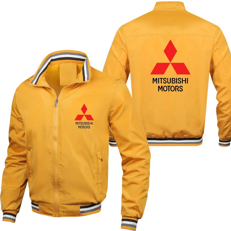 Mitsubishi car logo print Fashion Casual Striped Men's Bomber Jacket 2022 Spring Autumn Jackets High Quality Men's Clothing